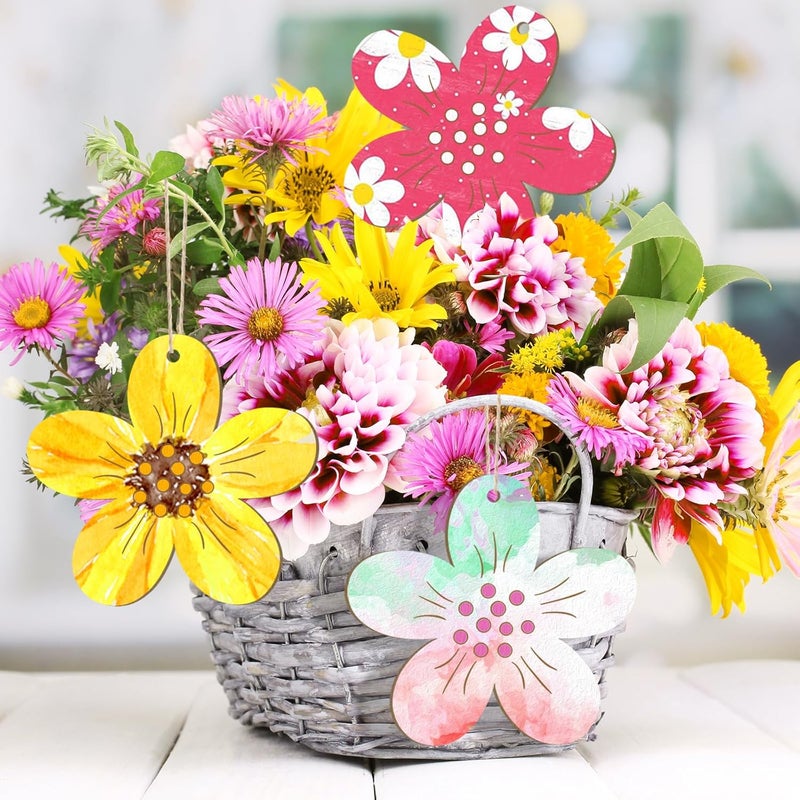 Sophena Large Size 7 inch Wooden Spring Ornaments to Paint, Wooden Flower Cutouts DIY Blank Unfinished Round Wood Discs Ornament for Crafts Hanging Decorations(10PCS) - Image 4